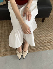 Casual Butterfly-knot Pointed Toe Low Heel Street Style Sling-backs Sandals