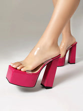 Transparent Summer Super Square Toe Slides High Heels Sandals