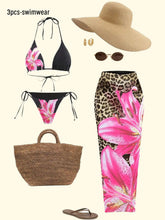 3 Pieces Leopard Print Bikini Set