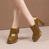 Formal Side Zip Round Head Thick Platform Pumps High Heel