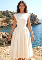 Backless A Line Midi Dress Ivory