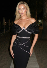 Bardot Crystal Trims Maxi Dress Black