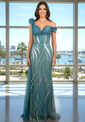 Bardot Crystal Bustier Sequin Maxi Dress Green