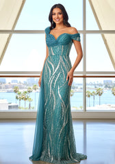 Bardot Crystal Bustier Sequin Maxi Dress Green