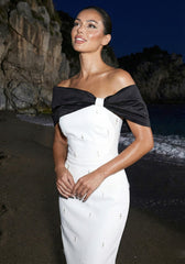 Bardot Embellished Maxi Dress Black White