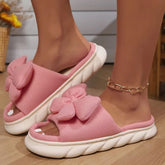 Bowknot Fashion Thick Sole Non Slip Platform Heels Indoor Slippers