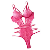 Bright Pink Lace Mesh Bodysuit
