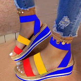 Brightly Strappy Wedge Sandals Ankle Straps Open Toes