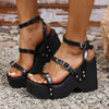 Buckle Strap Thick Bottom Gladiator Wedge Heel Sandals