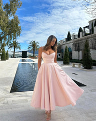Bustier A Line Mesh Detail Midi Dress Pink