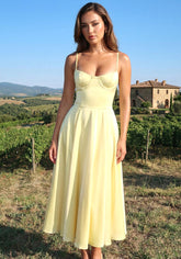 Bustier Skater Midi Dress Yellow