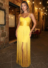 Bustier Tassel Maxi Dress Yellow