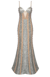 Bustier Sequin Embellished Mermaid Maxi Dress Green