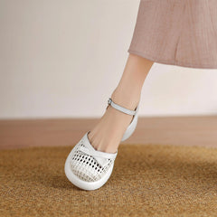 Butterfly-knot Straw Weaving Round Toe Thick Bottom Breathable Sandals