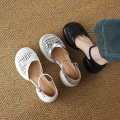 Butterfly-knot Straw Weaving Round Toe Thick Bottom Breathable Sandals