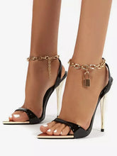Casual Ankle Strap Open Toe Chain High Heel