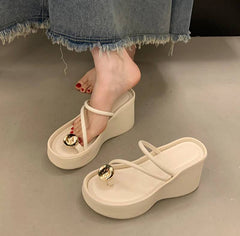Casual Beach Style Platform Wedges Flip Flop Clip Toe Heel Sandal