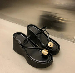 Casual Beach Style Platform Wedges Flip Flop Clip Toe Heel Sandal
