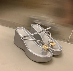 Casual Beach Style Platform Wedges Flip Flop Clip Toe Heel Sandal