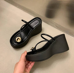 Casual Beach Style Platform Wedges Flip Flop Clip Toe Heel Sandal