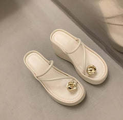 Casual Beach Style Platform Wedges Flip Flop Clip Toe Heel Sandal