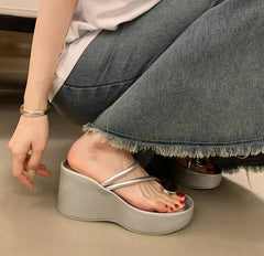 Casual Beach Style Platform Wedges Flip Flop Clip Toe Heel Sandal