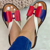 Casual Butterfly-Knot Cotton Fabric Bordered Slip-On Flats Slippers