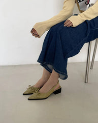 Casual Butterfly-knot Pointed Toe Low Heel Street Style Sling-backs Sandals