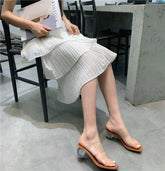 Casual Crystal Ball Low PVC Transparent Clear Peep Toe Sandals