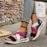 Elastic Band Design Platform Outdoor Beach Style Wedge Sandals