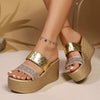Casual Fashion Shiny Lightweight Thick Bottom Crystal High Heels