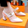Casual Geometric Pointed Toe Buckle Street Party Pumps Heel