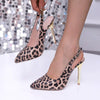 Casual Leopard Print Stiletto Fashion Point Toe Buckle Strap High Heels