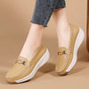 Casual Novelty Metal Decoration Split Leather Slip-On Loafers Shoes