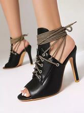 Casual Open Toe Lace Up Daily Casual Stiletto High Heel Boots