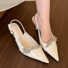 Casual Patent Leather Buckle Strap Slingbacks Pointed Toe High Heels