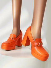 Casual Platform Metal Details Chunky Heel Pumps Loafers