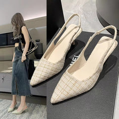 Casual Geometric Pointed High Heel Hollow Half Headed Sandals
