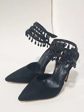 Casual Sequined Pointed Toe Rhinestones Strappy Pumps High Heel