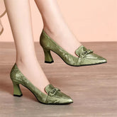 Casual Slip on Leather Outdoor Office Block Small Heels Shoes