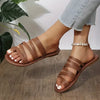 Casual Solid Color Open Toe Loop Outdoor Flat Slippers