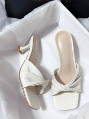 Casual Shallow Square Open Toe High Heels Outdoor Sandals