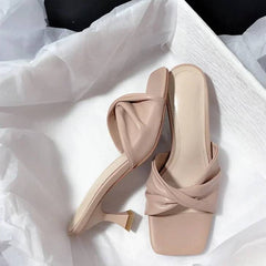 Casual Shallow Square Open Toe High Heels Outdoor Sandals