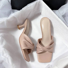 Casual Shallow Square Open Toe High Heels Outdoor Sandals