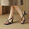Casual Square Toe Kitten Buckle Narrow Band High Heels