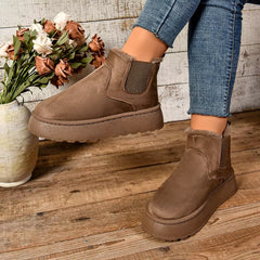 Casual Suede Fur Chelsea Ankle Flats Platform Short Plush Warm Snow Boots