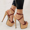 Elegant Buckle Cross Straps Open Toe Super Pump High Heels