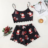 Christmas Santa Claus Element Print Pajama Set