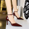 Classics Nude Glossy Leather Butterfly-knot Ankle Strap Sandals