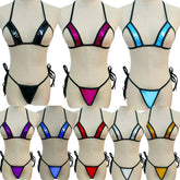 Cross-border lingerie swimsuit AliExpress eBay patent leather three-point bikini patent leather set.